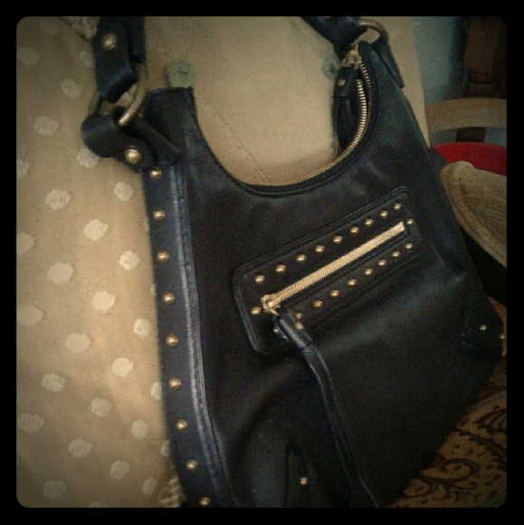 michael kors black leather totel